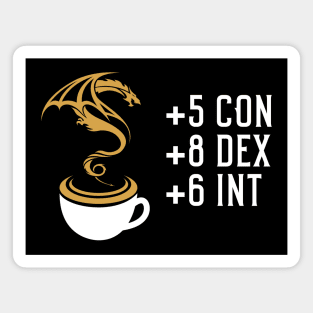 Dragon Coffee Stats Tabletop RPG Gaming Magnet